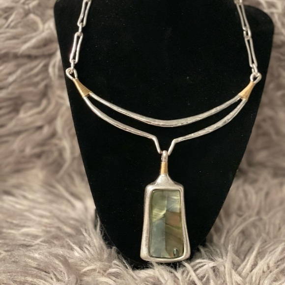 Robert Lee Morris Silver and Gold Necklace with Pendant - Picture 3 of 5